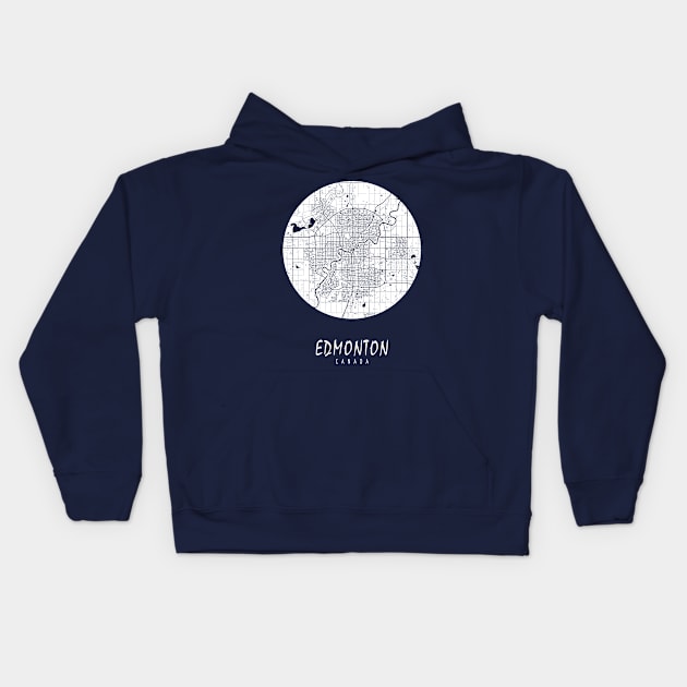 Edmonton, Canada City Map - Full Moon Kids Hoodie by deMAP Studio